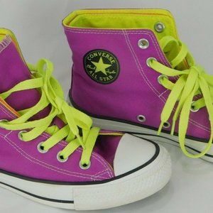 Converse All Star Chuck Taylor Custom Neon 140194C Size 4 Pre Owned Great Shape